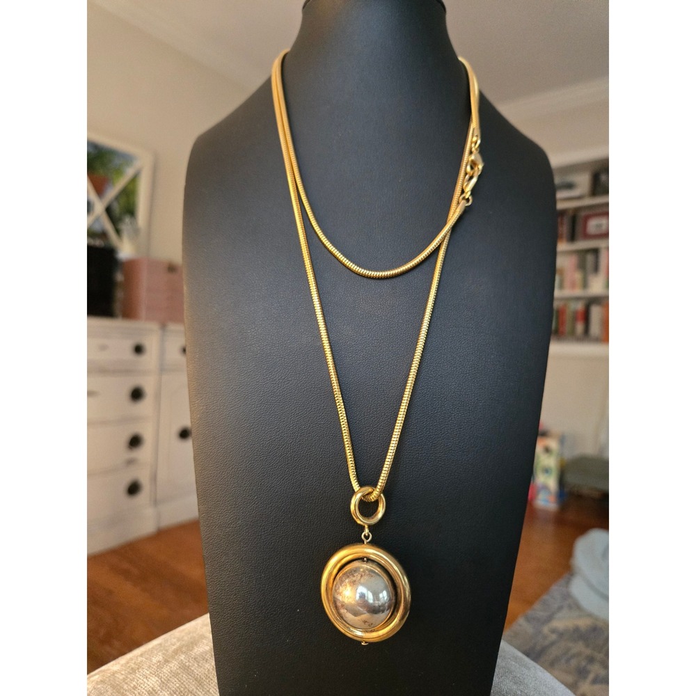 Liz Claiborne Spinning Ball Sputnik Necklace Two-Tone Vintage